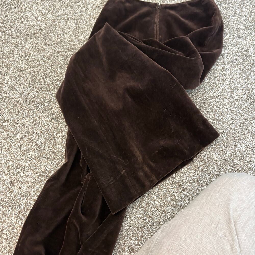 Vintage 70s Rosner Cotton Velvet Wide Leg Slacks West German High Rise Brown 8 - Picture 10 of 10